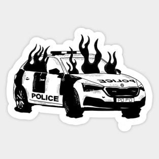 Police Car on fire Sticker